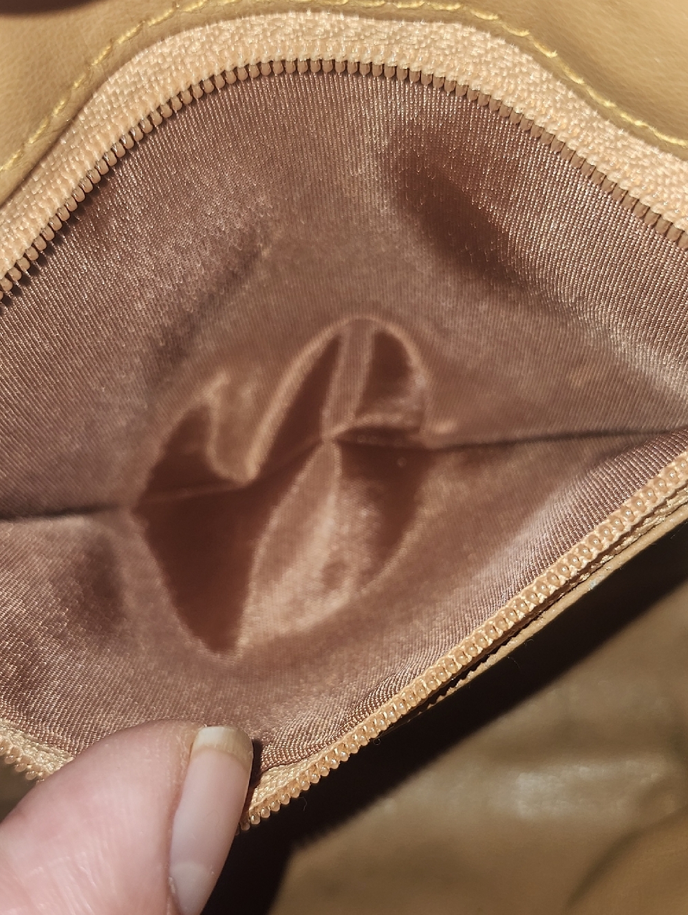 Adolfo Brown Monogram Cosmetic Pouch with Tan Trim - Picture 9 of 9